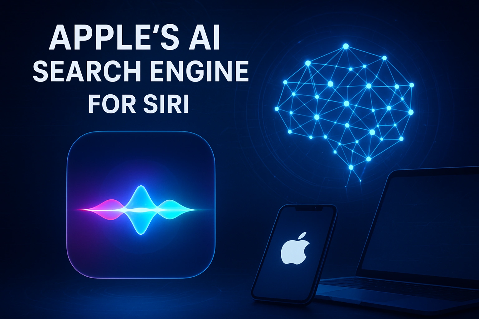 Apple Siri AI-powered search engine concept with futuristic interface