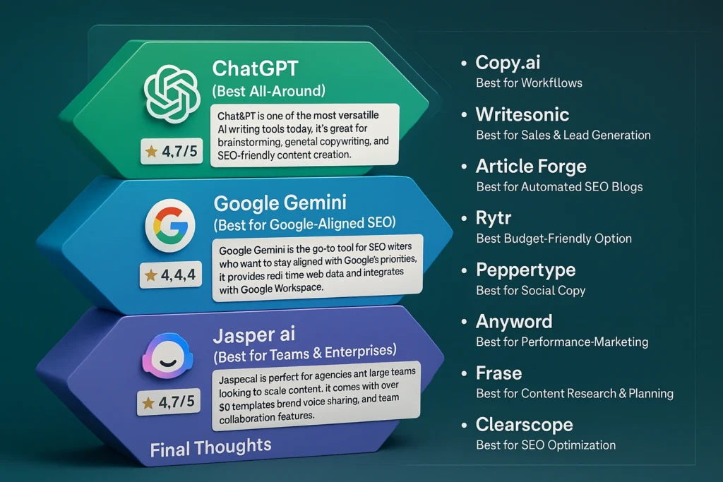 Top AI content writing tools for SEO professionals in 2025